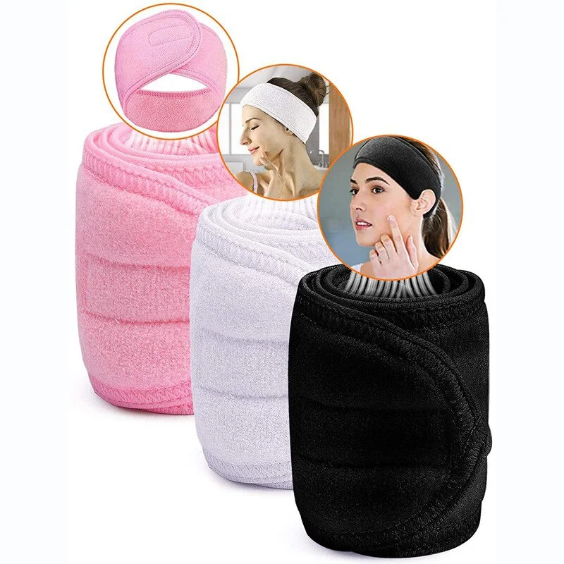 1pcs Facial Spa Headband Makeup Shower Bath Wrap Sport Hairband Terry Cloth Adjustable Stretch Towel Head Wrap Hair Accessories