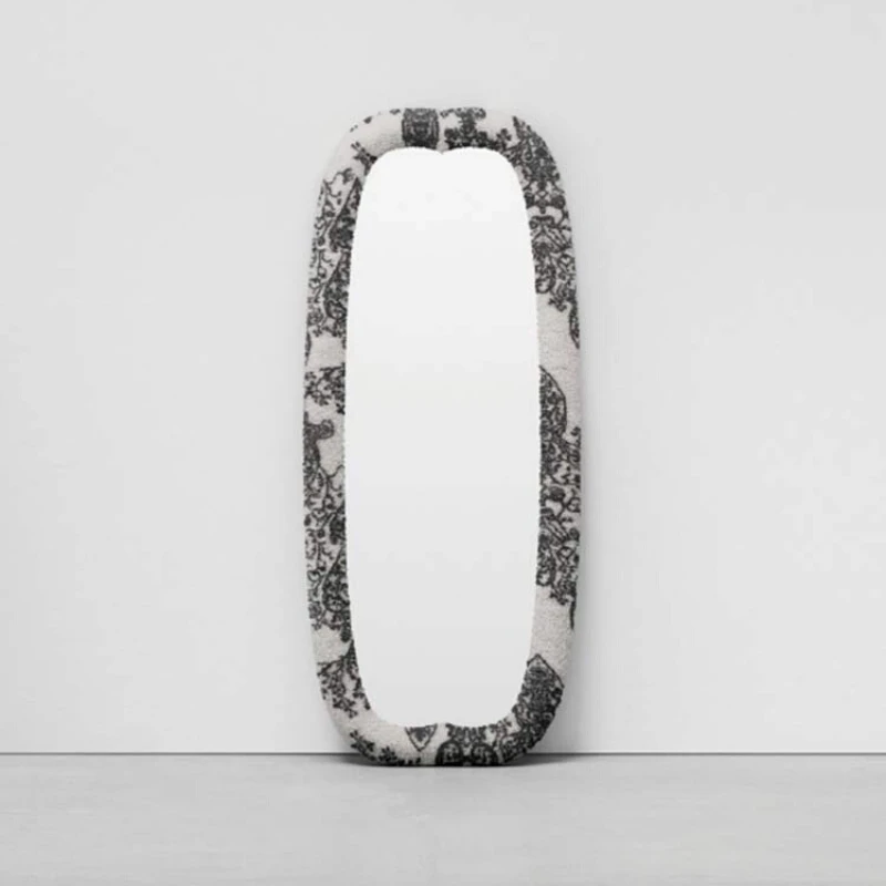 Environmentally friendly fur material design sense floor mirror full-length mirror