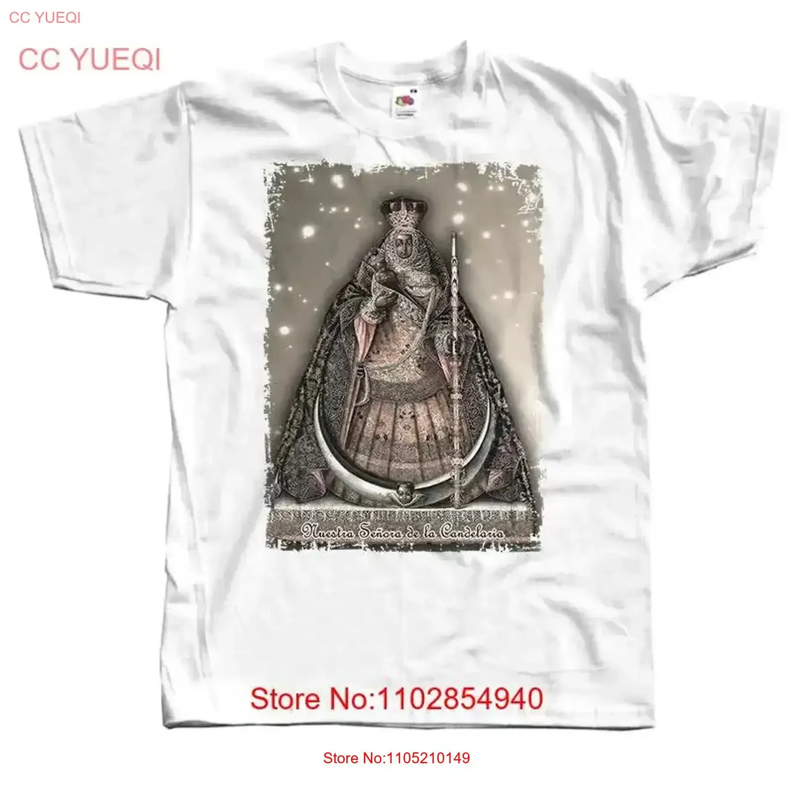 Virgen de Candelaria v1 Camiseta blanca para hombre La Morenita todos los tamaños vintage Lavado Suave Estirado moda Cómodo Transpirable