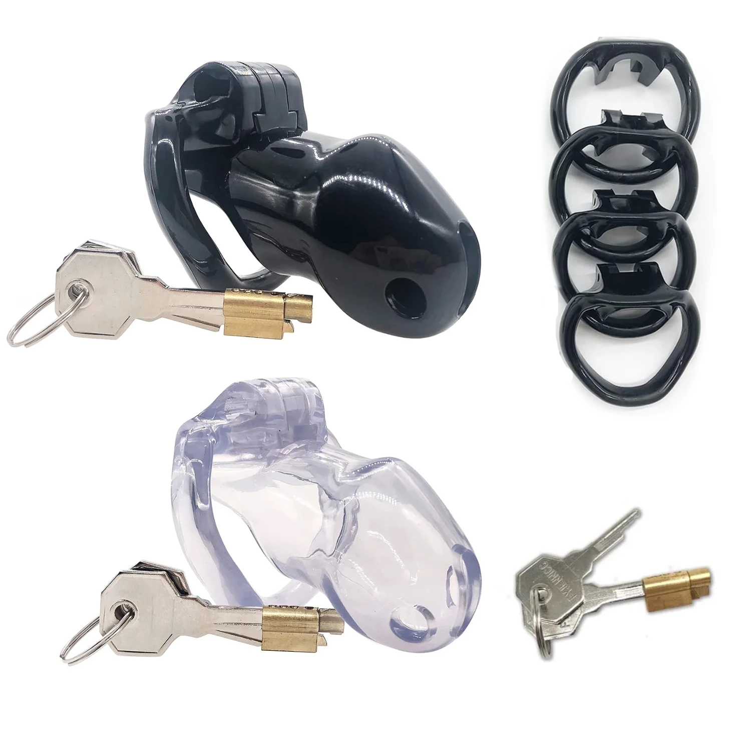 Keuschheitskäfig, Cock Cage, Keuschheitsgürtel, Keuschheitskäfig für Männer mit 4 Ringen, weiches Silikongerät mit Ringen, Shop SM Sextoy