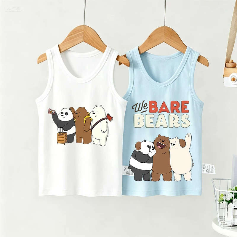 Chalecos para niños de We Bare Bears, ropa de verano para niñas y niños, chalecos con figuras de dibujos animados de Anime, ropa interior de verano para bebés, regalo