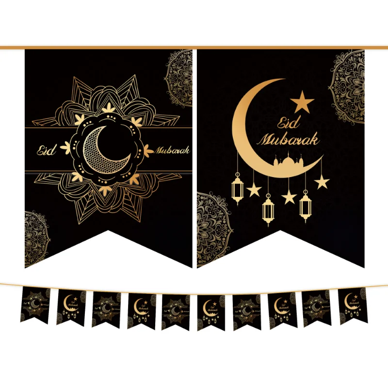 

15pcs Eid Pull Flag Eid Theme Party Stars Moon Castle Banner Islamic Muslim Ramadan Decoration Ribbon Dropshipping Low Price