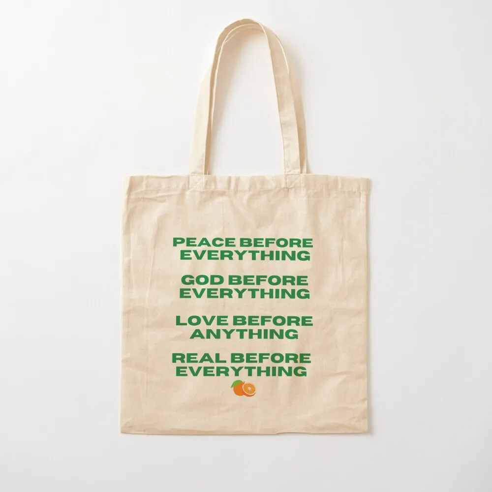 

PEACE, GOD, LOVE, REAL COMES FIRST Tote Bag shopper bags for women tote bag men's Canvas Tote Bag