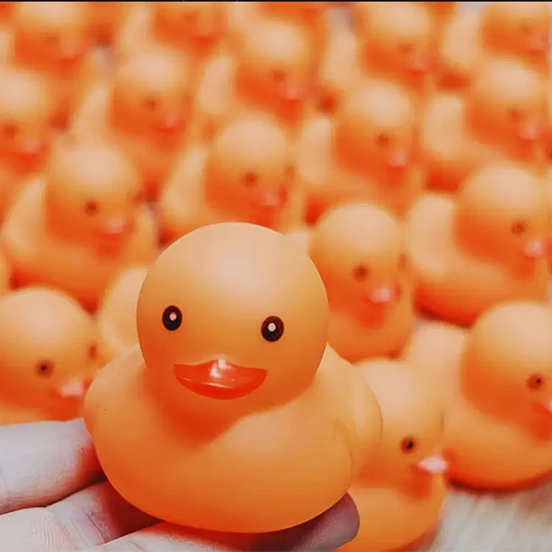 6/12/24 pcs orange Rubber Ducks in Bulk Small Duck Gift Bathtub Toys for Holiday Cruise Birthday Party Favor