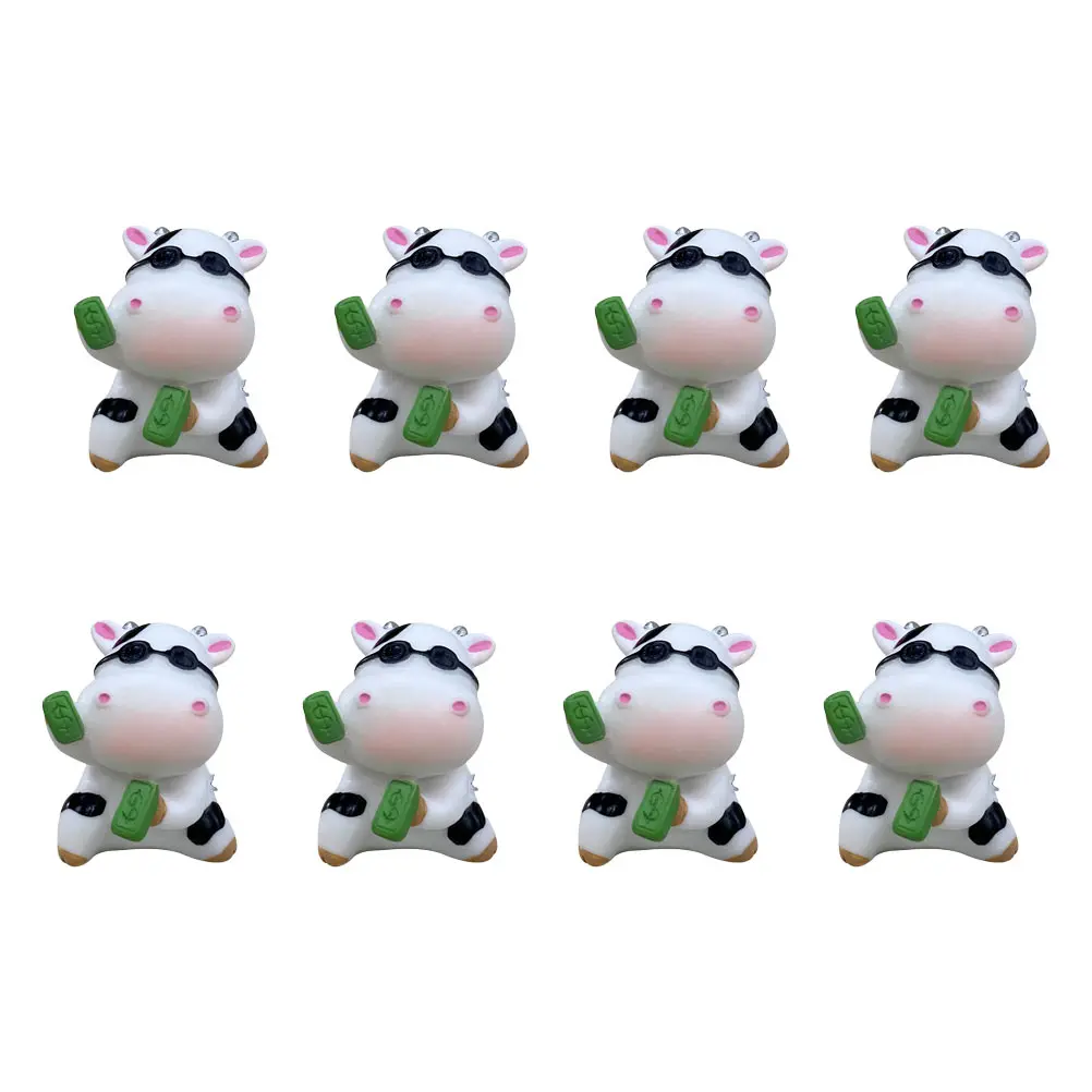 

8Pcs Resin nament Adorable Miniature Statue Safe Desktop Resin Cow EcoFriendly Toy Party Decor Desktop Model