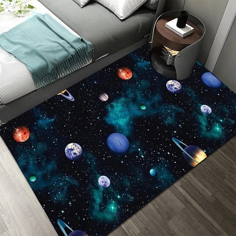 3D Solar System Children\'s Room Carpet Space Planet Carpet Children\'s Bedroom Anti-slip Mat Home Decoration Play Crawling Mat