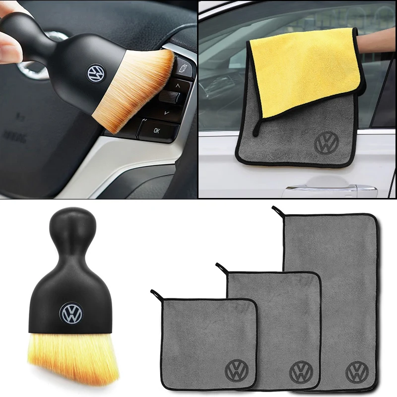 Serviette en microfibre pour lavage de voiture, outil de nettoyage automobile, brosse douce, chiffon de séchage pour VW Golf 5 4 6 Jetta Scirocco Touran GTI Polo Beetle