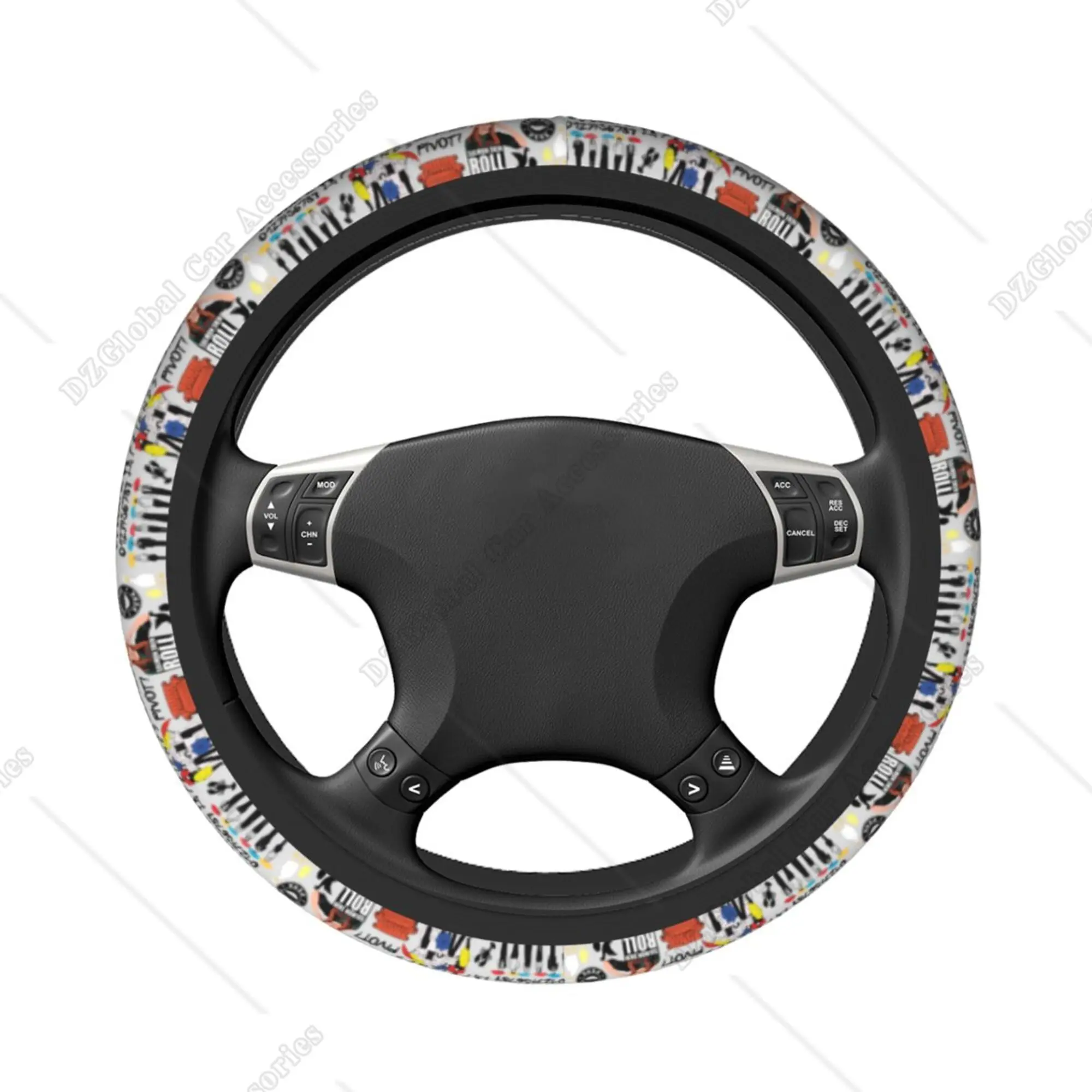 Friends TV Show 38cm Car Steering Wheel Covers American TV Series Elastic Central Perk Braid on The Steering Wheel Cover