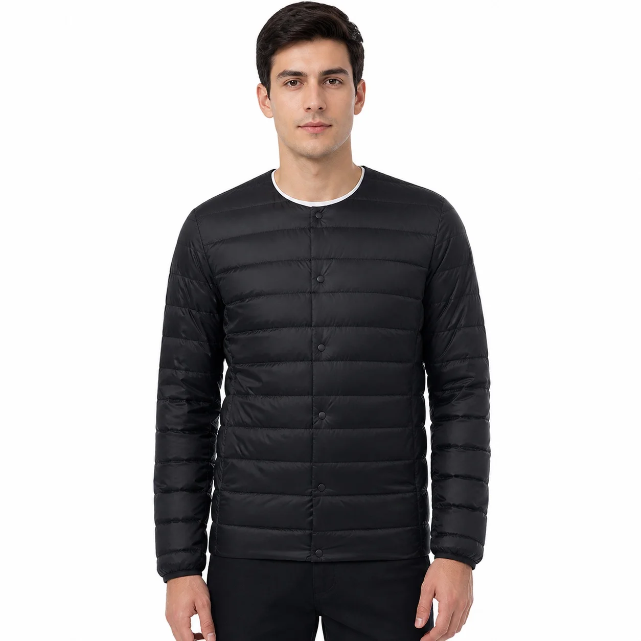 Women's Lightweight Thin Liner Jacket Solid Color Collarless Single Breasted Regular Length Casual Spring Outerwear with Button