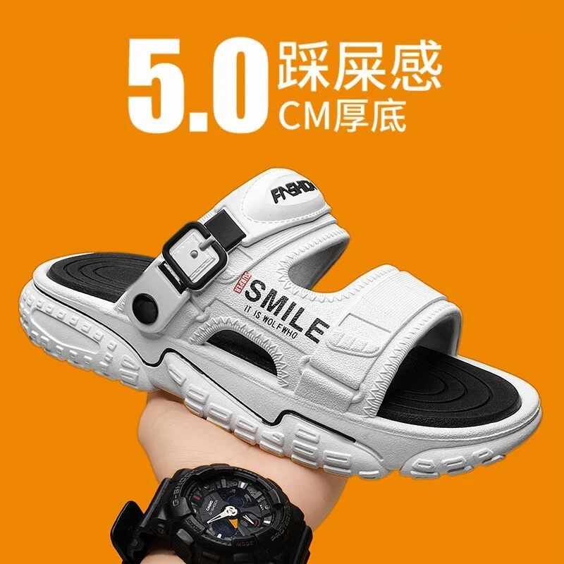 Men's Summer Outdoor Wear Thick Bottom Comfortable Sports Anti-Slip Large Size Beach Slippers Sandals
