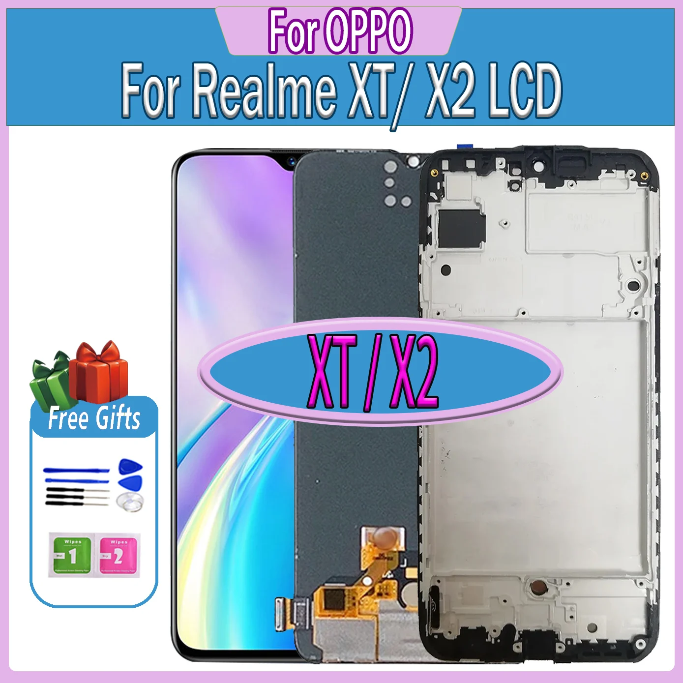 AMOLED For Realme X2 LCD Touch RMX1992 RMX1993 RMX1991 Display Digitizer Assembly For OPPO Realme XT RMX1921 LCD Display Screen