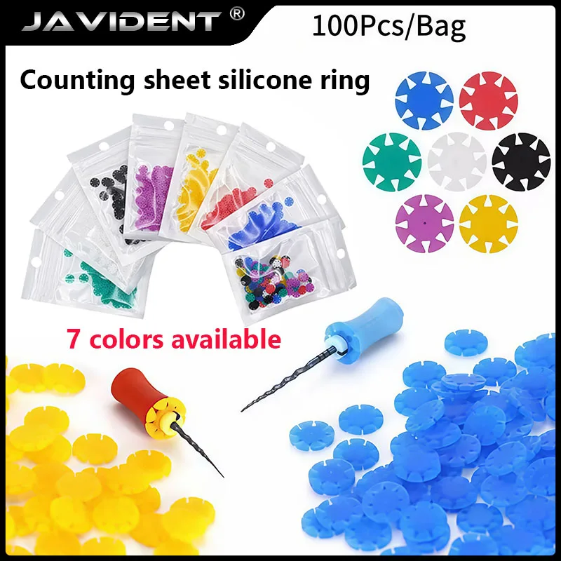 100Pcs Endo Root Canal File Counter Disinfection Marking Circle Ring Counting Silicone Dental Endo Files Stoppers Dentist Tools