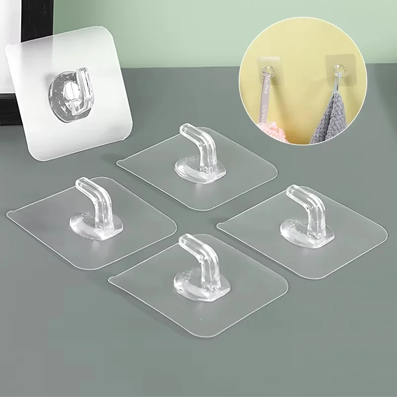 5-100 Stück Selbstklebende Haken Transparente Tür- und Wandhaken Kinder-Schwerlasthaken Küche Bad Handtuchhalter Schlüsselhalter Klebehaken