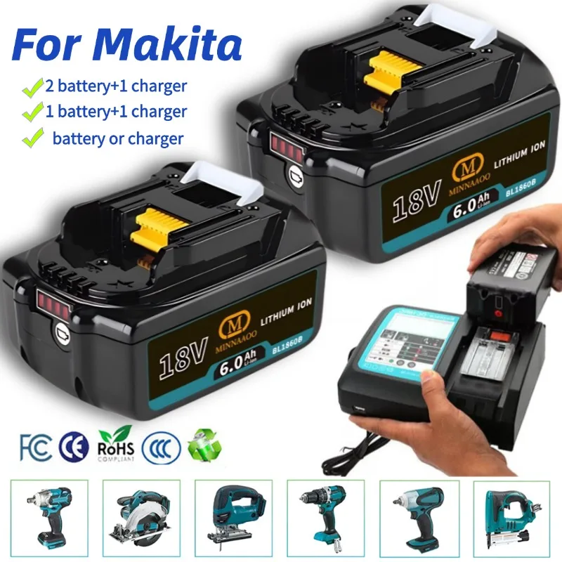 

Original For Makita 18V Battery 6.0Ah Replaceable LED Li-ion for BL1860 BL1850 BL1830 LXT Cell