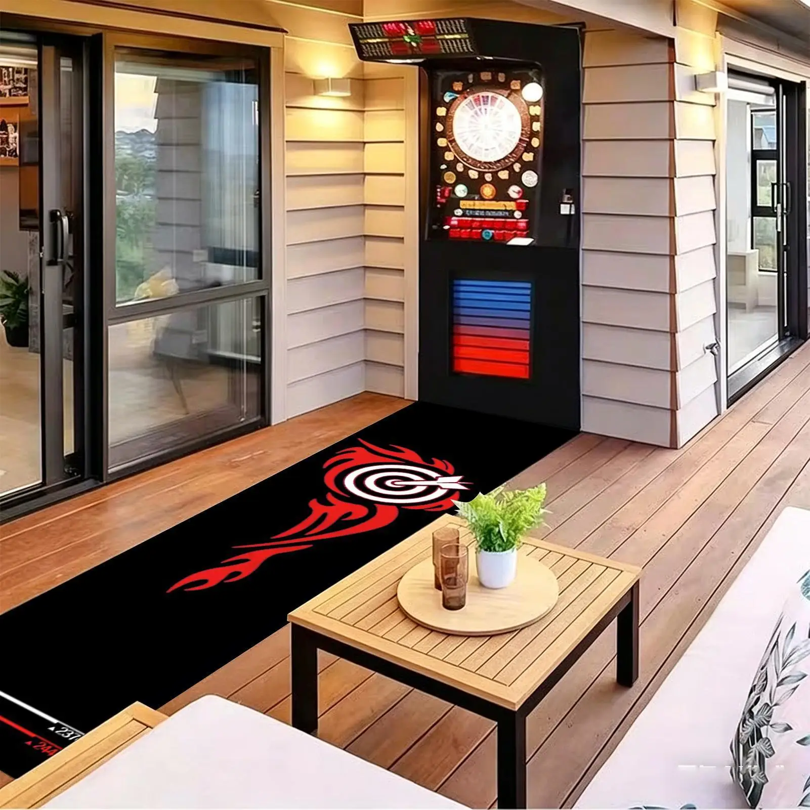 Dart Mat Non Slip Darts Mat Checkouts with Throw Lines Heavy Duty Dart Points and Flooring Protector for Game Room Office Sports