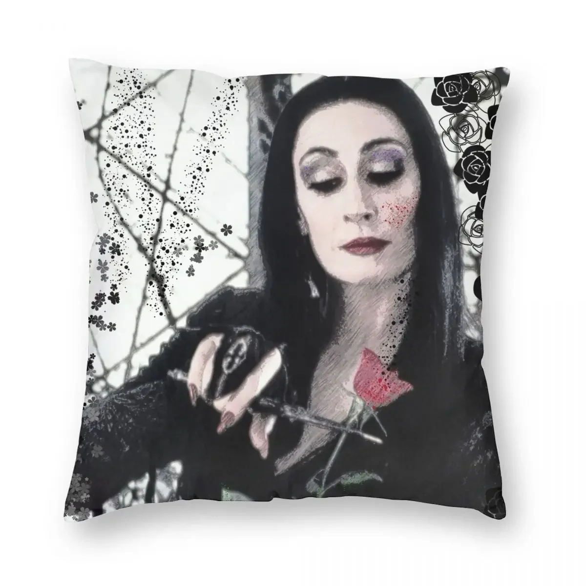 Morticia Addams Horror Family Pillowcase Printed Polyester Cushion Cover Decorative Throw Pillow Case Cover Car Zipper 18''