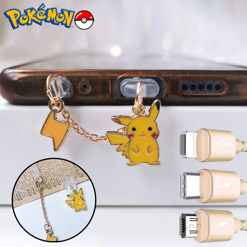 Kawaii Pokemon Pikachu Dust Plug for IPhone Xiaomi Samsung Phone Accessories Charging Port Dust Plug Decorative Pendants Gifts