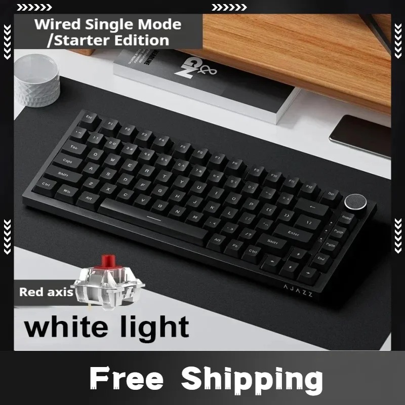 

Ajazz Ak820 Wired Mechanical Keyboard Multi-function Knob Low Latency Gaming Keyboard Accessories for Office Pc Gamers