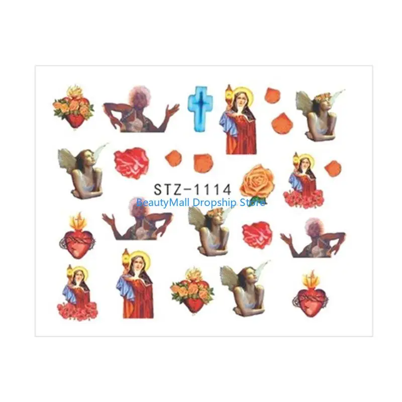 40 ملصقات فن الأظافر الملاك عن طريق الأظافر ديي نقل المياه