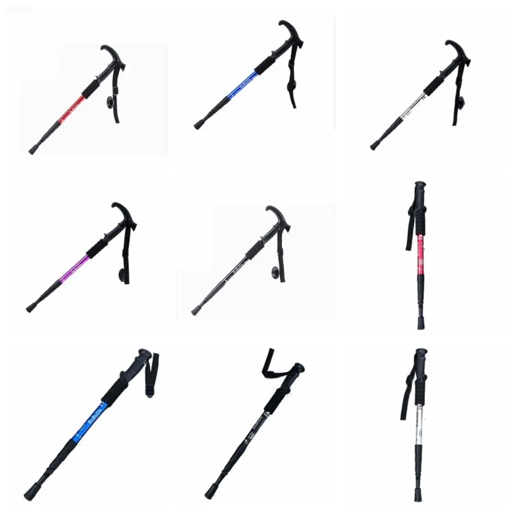 

4 Section Trekking Poles Folding Non-slip Walking Stick Portable Aluminium Alloy Foldable Crutches Mountaineering