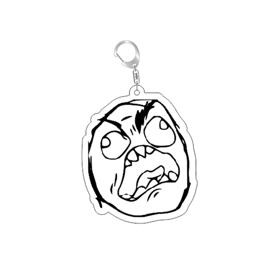 مضحك TrollFace المفاتيح ل اكسسوارات حقيبة NoMeGusta الغضب الوجه إلى الأبد قلادة مفتاح سلسلة حلقة كيرينغ مجوهرات المشجعين الهدايا