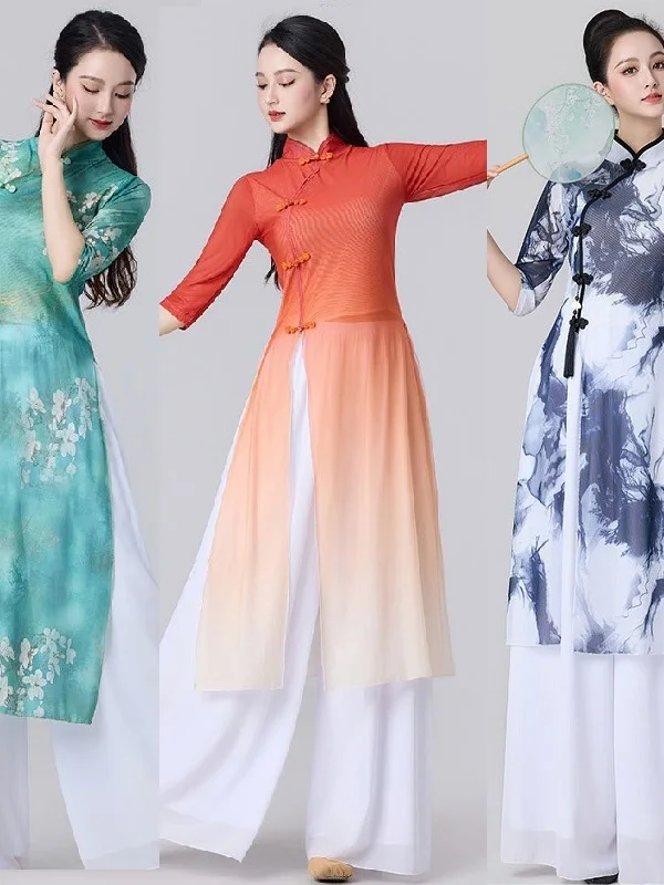 classical-dance-costume-set-women's-new-team-uniform-square-dance-performance-outfit-floral-embroidery-slim-fit-mil