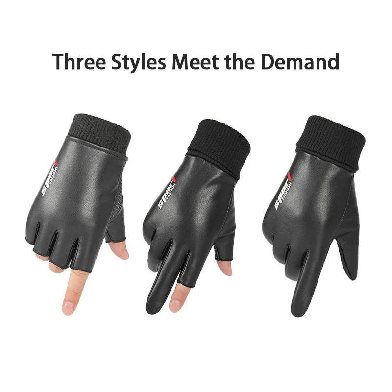 اثنين وأصابع كاملة بو الجلود الشتاء قفازات دافئة الوجه متابعة مقاوم للماء الباردة واقية الشتاء في الهواء الطلق ركوب الدراجات القيادة قفازات الصيد #5