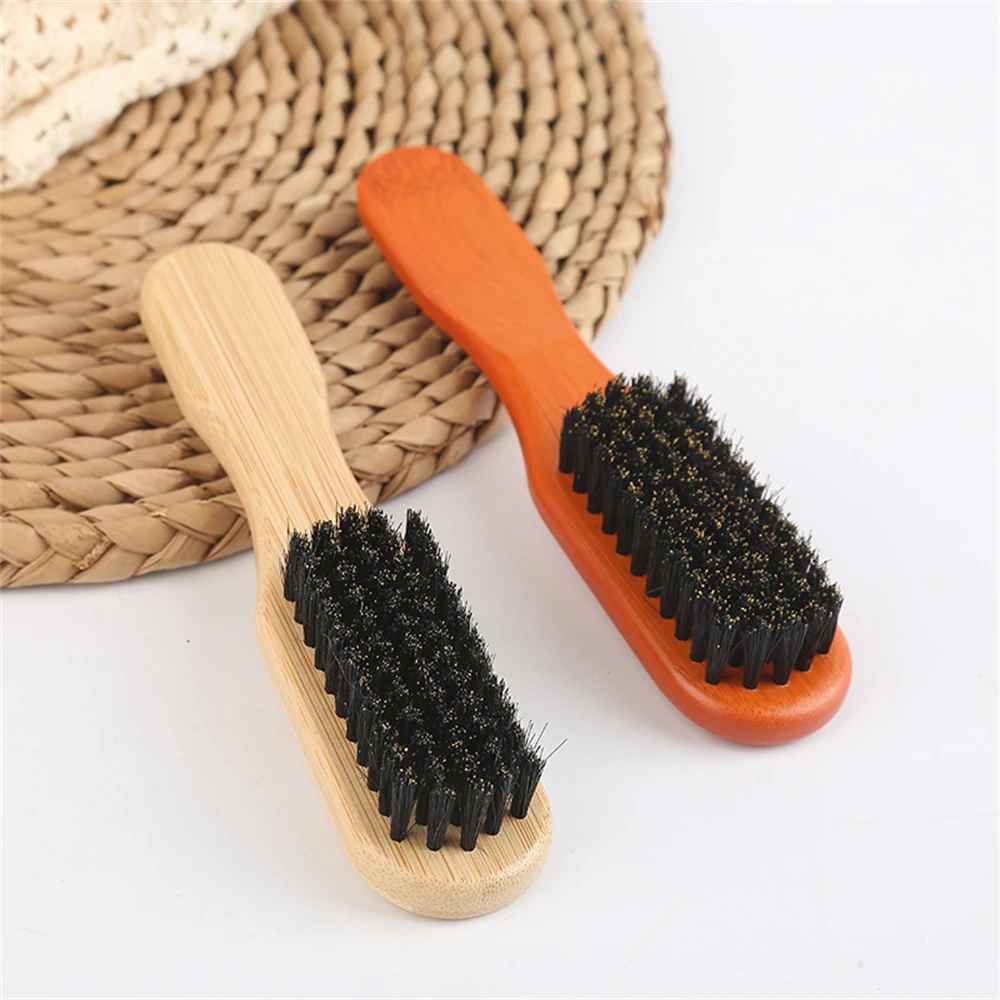 1pcs Boar Bristle Cleaning Brush Beard Comb Wood Handled Soft Hairdresser Brush Hair Styling Comb Shaving Tools