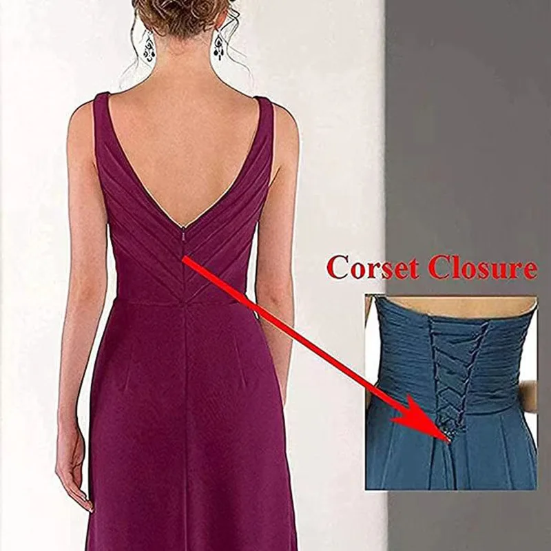 2024 New  Bridesmaid  Dress Wedding Party V-Neck Slit Backless Dress Candy Color Chiffon Bridesmaid Dress