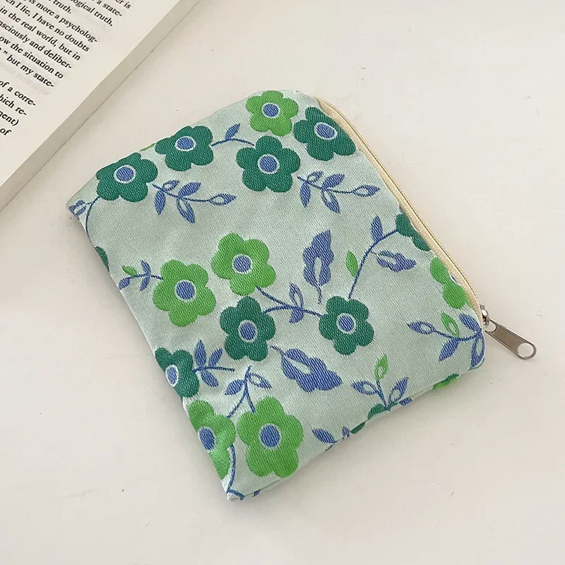 Lady Cotton Travel Makeup Storage Bag Pouch Mini Small Zipper Coin Purse Women Cute Floral Clutch Purse Lipstick Bag Key Wallet