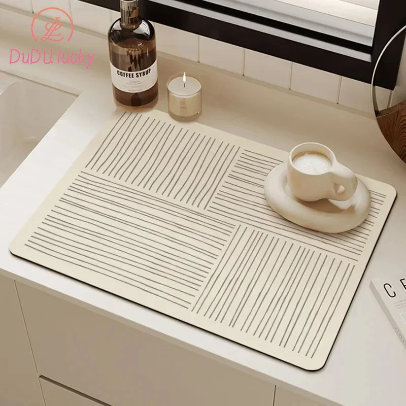 

placemat for dining table Non-slip Quick Drying Draining Mat Kitchen Drain Pad Dish Drainer Rug Absorbent Coffee Mats cocina