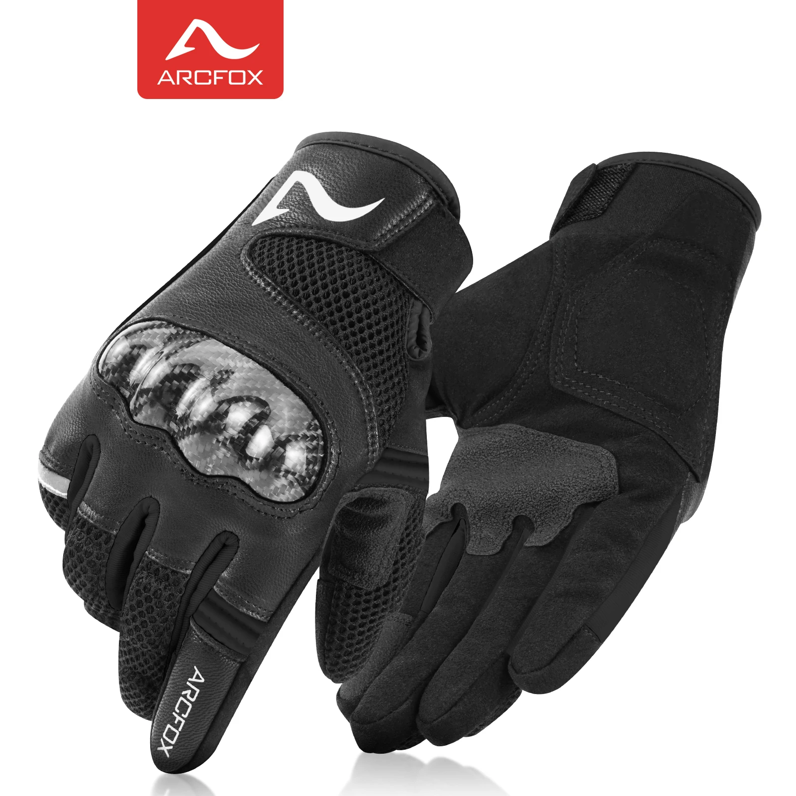 

ARCFOX Motorcycle Gloves Man MTB Biker Glove Leather Touch Screen Carbon Shell Gears Guantes Motorcyclist Para Luvas Motocross