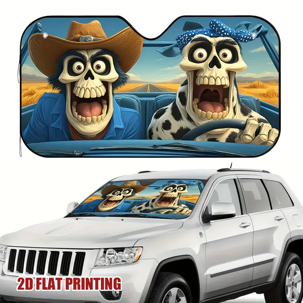

1 шт. забавные скелеты для путешествий, мультяшное искусство, многофункциональный автомобильный солнцезащитный козырек - защита от ультрафиолета, подходит для любых погодных условий и Drivi