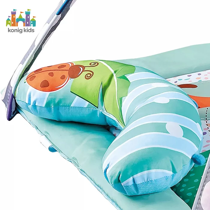 Konig-colchoneta de juego Rectangular para niños pequeños, tapete de gimnasio suave con barra y almohada, almohadilla para bebé