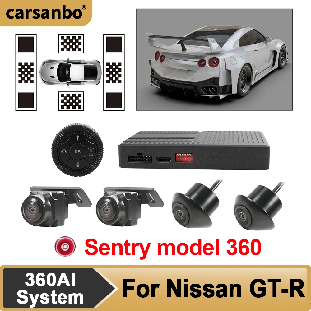 Carsanbo 360° AI System Fit Nissan GTR 1080P HD Camera Support Sentinel Feature Come With Calibration Cloth