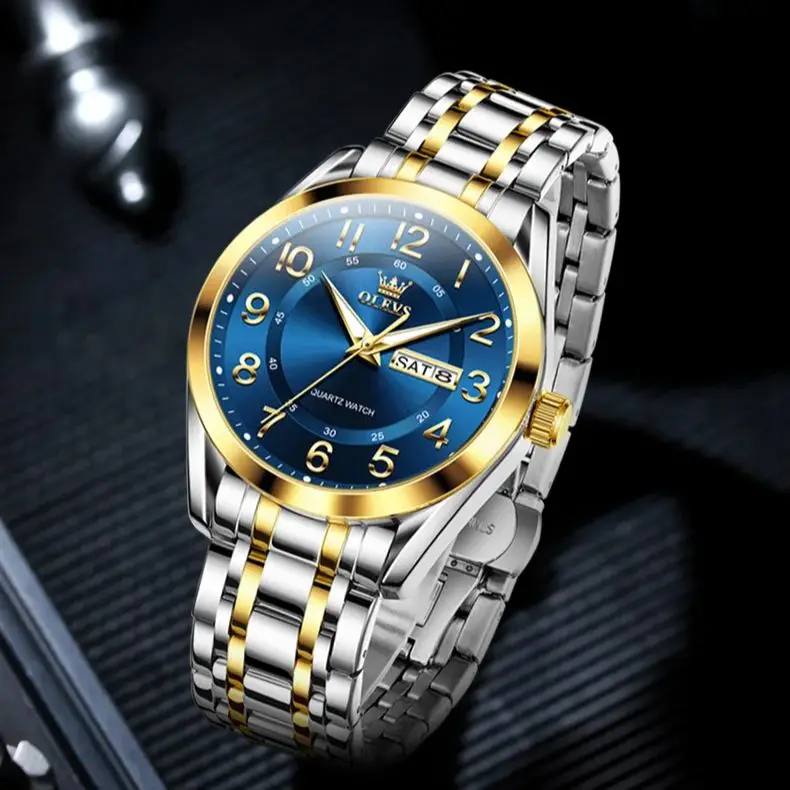 

OLEVS 3666, мужские часы, классические водонепроницаемые часы из нержавеющей стали, цифровые кварцевые часы, лучший люксовый бренд, мужские часы Relogios Masculino