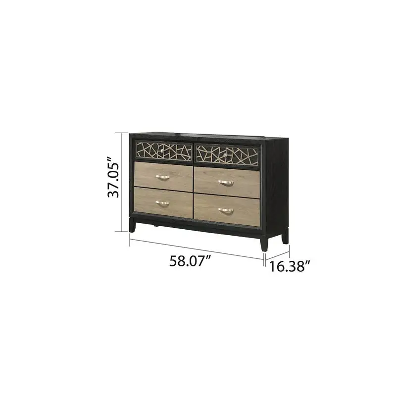 Moderne zeitgenössische Kommode, Holzkonstruktion, schwarzes und natürliches Finish