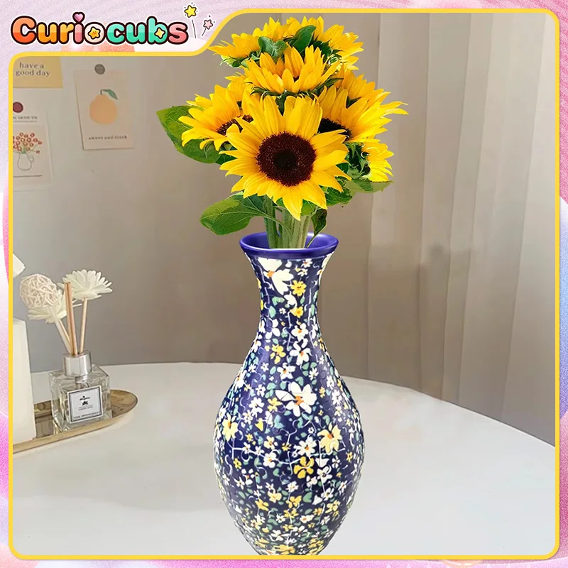 

3D Flower Vase Puzzle Porcelain Design DIY Assembly Educational Toy Home Decoration House Arrangement Warming Party Gift Kid Toy