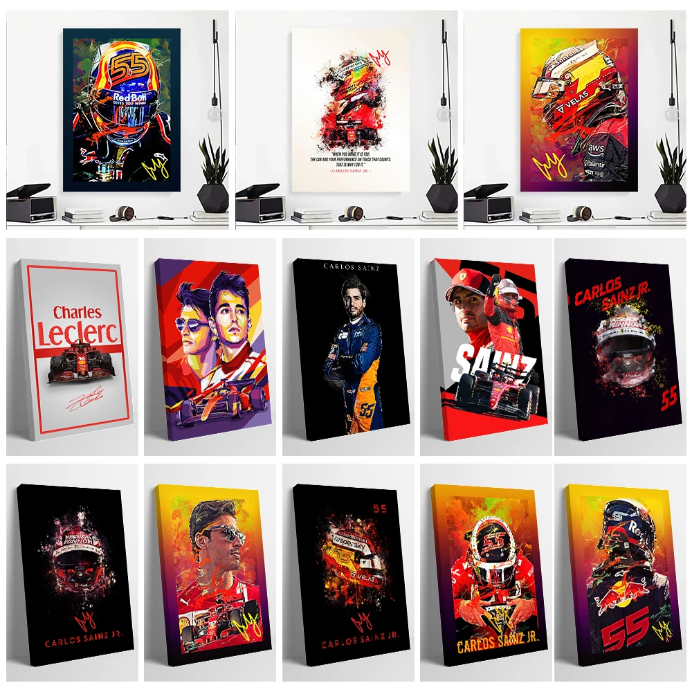 Carlos Sainz Racing Poster Canvas Wall Arts Personalized Pictures Printing for Fans Room Decoration Vintage Decorations Art Home