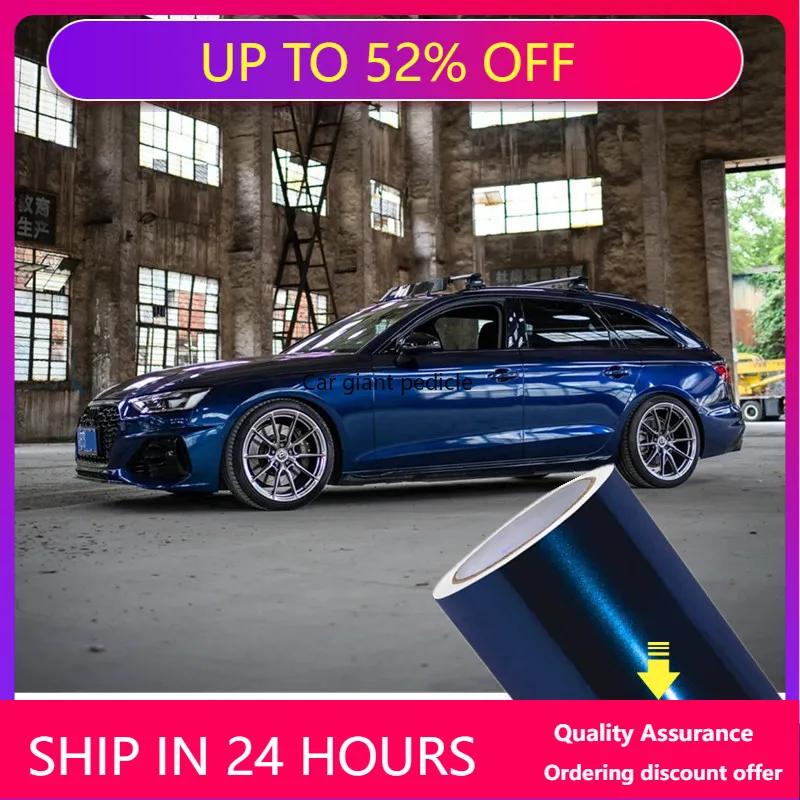

Gloss Metallic Navarra Blue Car Wrap Film Auto Plastic Auto Plastic Assurance Air passage pattern Stickers Covering Foil Air