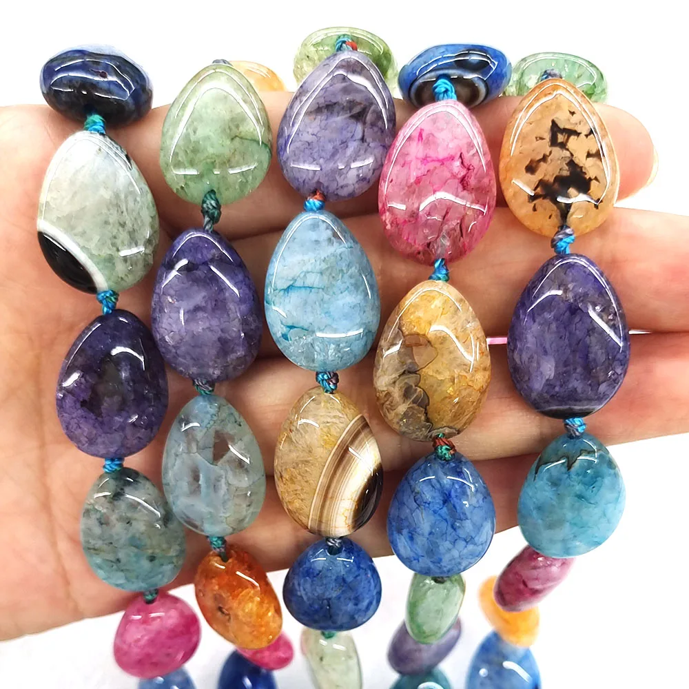 Multicolor Uruguayan Agate Beads Natural Stone Water Drop Shape Gemstone Bead Healing Crystal for Jewelry Making DIY Accessories