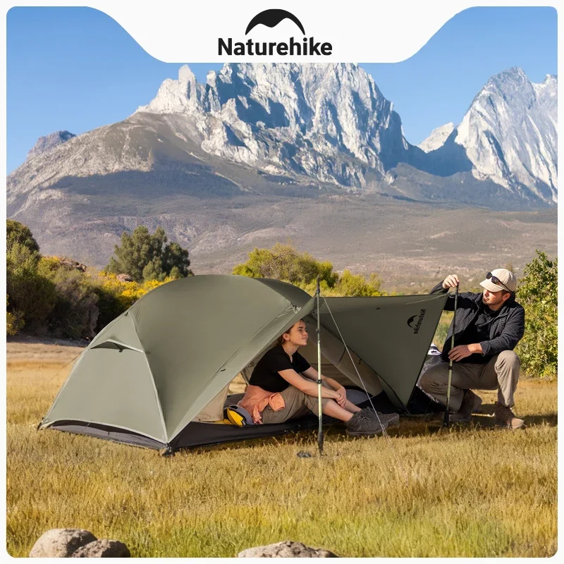 Tienda de campaña Naturehike para 1/2 personas, ultraligera, impermeable, de nailon 20D, doble capa, portátil, para senderismo, camping y protección solar.
