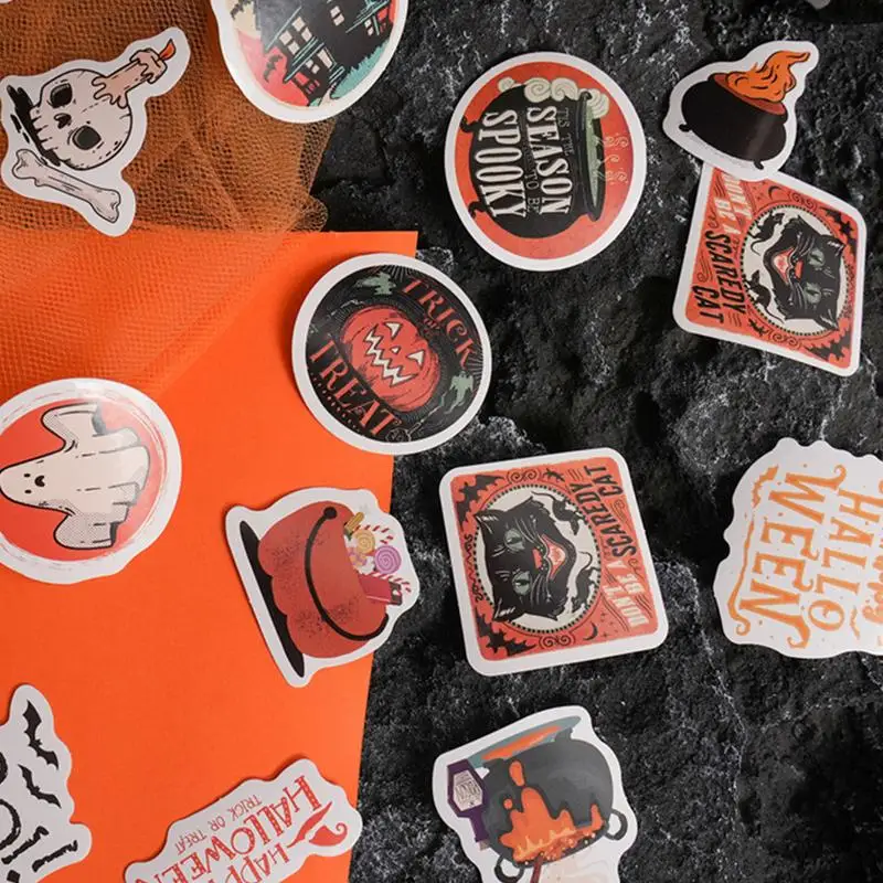 ฮาโลวีนชุดสติกเกอร์การ์ตูนอะนิเมะสมุดภาพสติกเกอร์ฟักทอง Ghost BAT Skull แล็ปท็อปสําหรับงานฝีมือ Scrapbooking