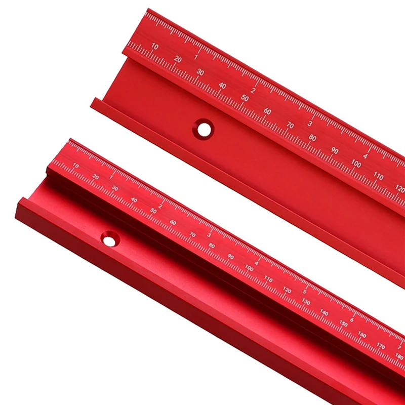 ABVT-2X T-track 45 Saluran dengan Skala Mm/Inci Paduan Merah T-track Slot Mitre Track 40Cm Gergaji Kayu