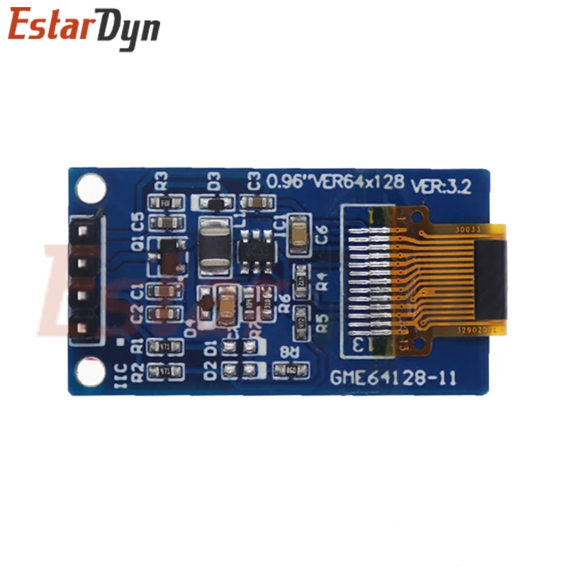 Tela Vertical OLED para Arduino, Módulo LCD, SSD1107, 0,96 ", 64x128