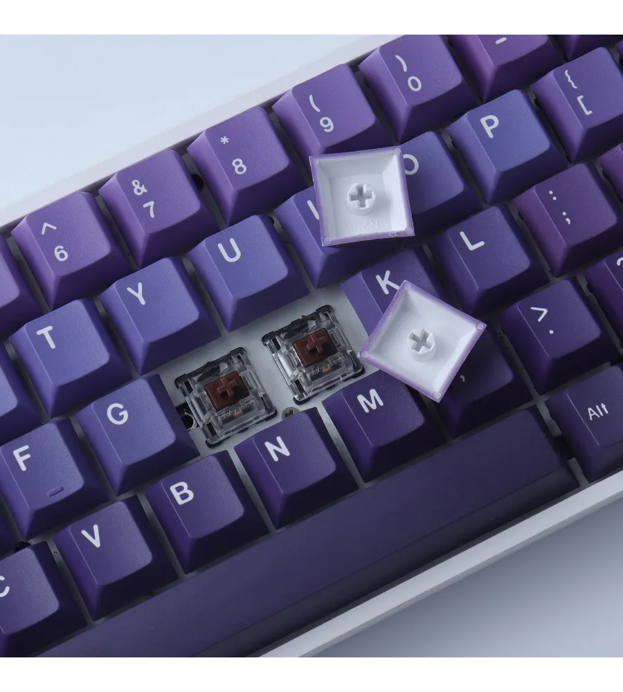 Polar day purple and blue gradual change keycap 126 key PBT keycap Cherry original height five-sided sublimation process