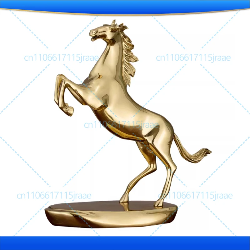 Plated Golden Copper Horse Sculpture Bookcase Desktop Ornaments Simulation Metal Animal Statue Figurine Gift Home Decor