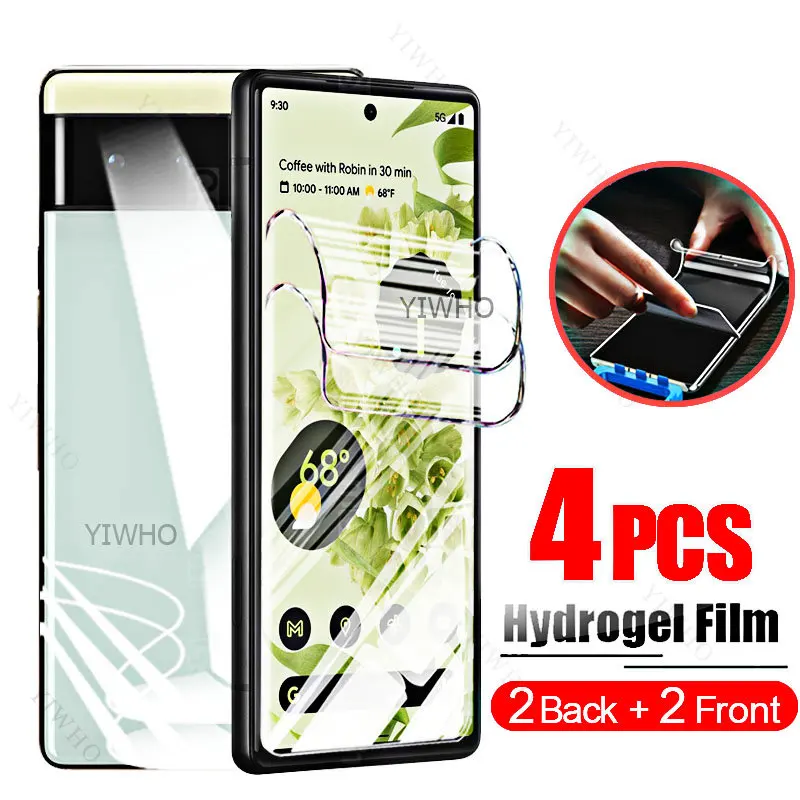 4Pcs Screen Protector For Google Pixel 6 pro 6A Front Back Hydrogel Film for Google Pixel6 Pixel6pro Pixel6a Protective Safty HD