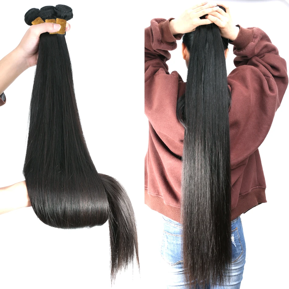 Pretty Diary 30 36Inch Brazilian Bone Straight Human Hair Extensions  3 4 Bundles Raw Virgin Remy Double Weft Wholesale