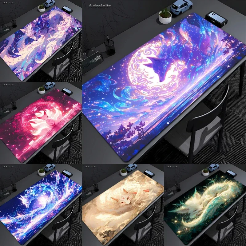 Cool Dazzling Animation Fox Mouse Pad Game Console Computer Table Keyboard Mouse Pads 30*60cm Non-slip Mousepad Home Decoration